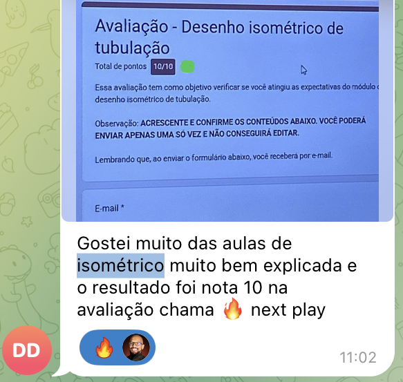 Aluno tirou nota 10 na avaliação de desenho isométrico